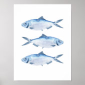 Poster Art d'aquarelle de poissons bleus (Devant)