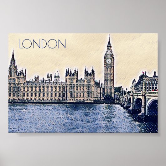 Poster Art de Big Ben London Watercolor (Devant)