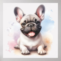 Art de bouledogue français à l'aquarelle – Illustr