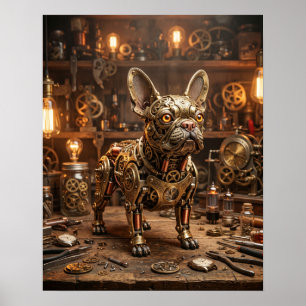 Poster Art de bouledogue français en laiton horloger