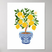 Poster Art de branche de citron de pot de gingembre de ch (Devant)