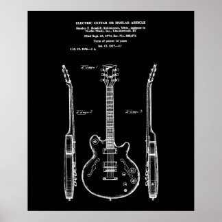 Poster Art de brevet de guitare électrique vintage