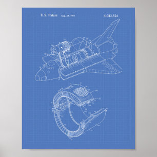 Poster Art de brevet de la navette spatiale 1977 - modèle