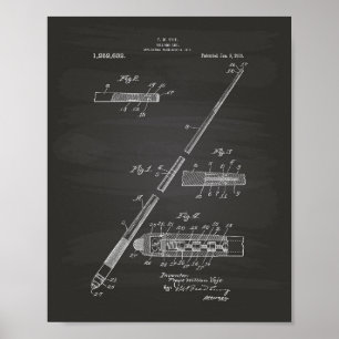 Poster Art de brevet de la queue 1918 de billard -