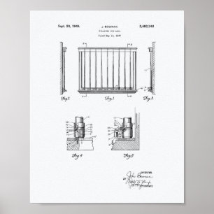 Poster Art de brevet de la serrure 1949 de queue de