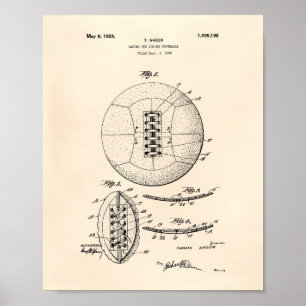 Poster Art de brevet du ballon de football 1928 - vieux