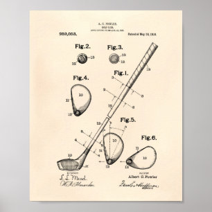 Poster Art de brevet du club de golf 1910 - vieux Peper