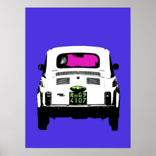 Poster Art de bruit Fiat 500, cinquecento, à Rome,