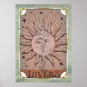 Poster Art de carte de tarot des amants de la dualité du 
