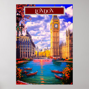 Poster Art de carte postale de voyage à Londres, Art de v