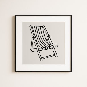Poster Art de chaise de plage fantaisiste de la côte d'Am