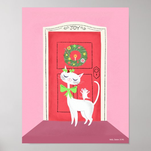 Poster Art de Chat et de Souris blanc (Devant)