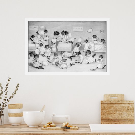 Poster Art de chat par Louis Wain 1900 (Cuisine)