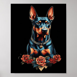 Poster Art de chien de style rétro vintage Doberman Ta