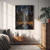 Poster Art de cité futuriste de style Van Gogh