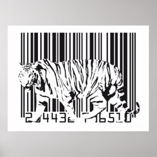 Poster Art de code barres de tigre