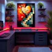 Poster Art de cœur abstrait - Conception d'amour géométri