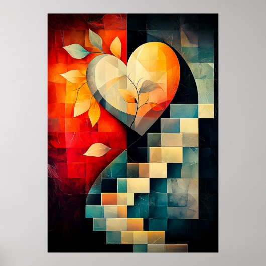 Poster Art de cœur abstrait - Conception d'amour géométri (Devant)
