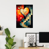Poster Art de cœur abstrait - Conception d'amour géométri (Bureau à domicile)