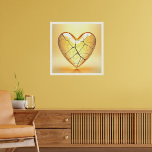 Poster Art de cœur brisé doré