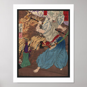 Poster Art de combat de Japonais des samouraïs c.1800s