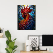 Poster Art de coq Vibrant en verre tendu (Bureau à domicile)