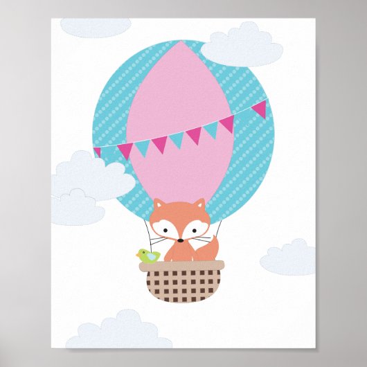 Poster Art de crèche montgolfière renard (Devant)