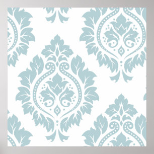 Poster Art de Damas décoratif I Bleu oeuf de canard sur f