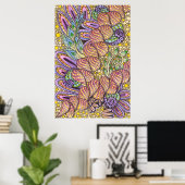 Poster Art de doodle zen boho psychédélique complexe vibr (Bureau à domicile)