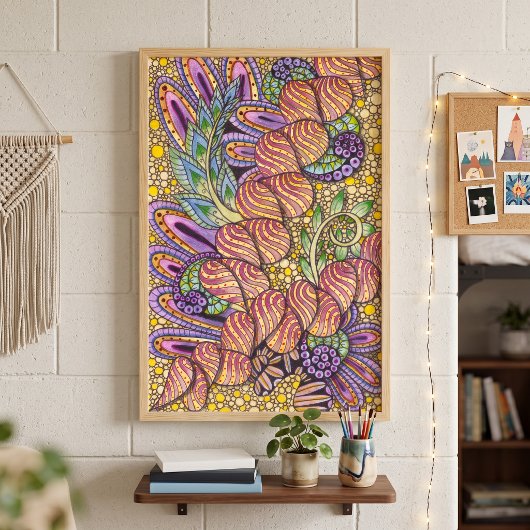 Poster Art de doodle zen boho psychédélique complexe vibr