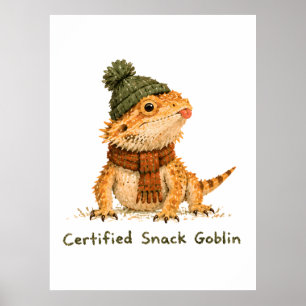 Poster Art de dragon barbu de gobelin de snack certifié