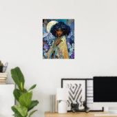 Poster Art de fantasy noir Reine elfe noire Déesse (Bureau à domicile)
