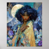 Poster Art de fantasy noir Reine elfe noire Déesse (Devant)