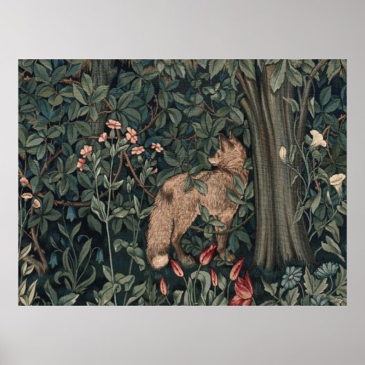 Poster Art de faune de renard de verdure de William Morri (Devant)
