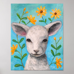 Poster Art de ferme de décor de maison d'agneau