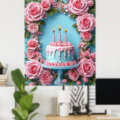 Poster Art de fête d'anniversaire coloré (Bureau à domicile)