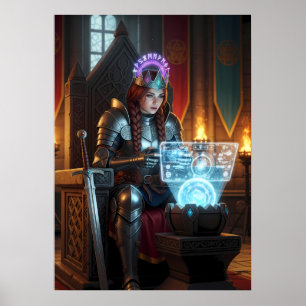 Poster Art de fille de gamer princesse guerrière de fanta