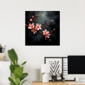 Poster Art de fleur de pêcher vietnamienne (Bureau à domicile)