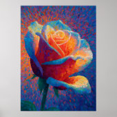 Poster Art de fleur de pointillisme de rose lumineuse (Devant)