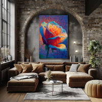 Art de fleur de pointillisme de rose lumineuse
