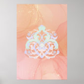 Poster Art de Fleur Verte Bleue Joyeuse (Devant)