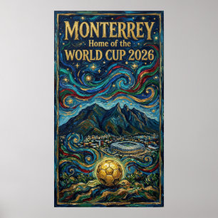 Poster Art de football de luxe à Monterrey 2026 Stade de