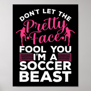 Poster Art de football drôle pour femme Joueuse de footba