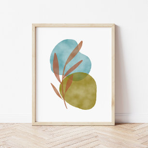 Poster Art de formes abstraites bohème à l'aquarelle