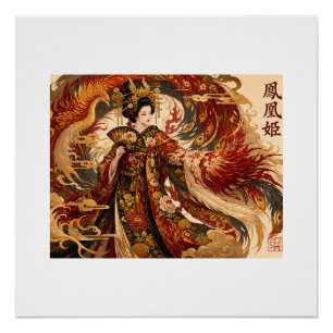 Poster Art de Geisha Phoenix Japonais   Conception de Myt