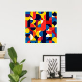 Poster Art de géométrie à blocs de couleurs rétro (Bureau à domicile)