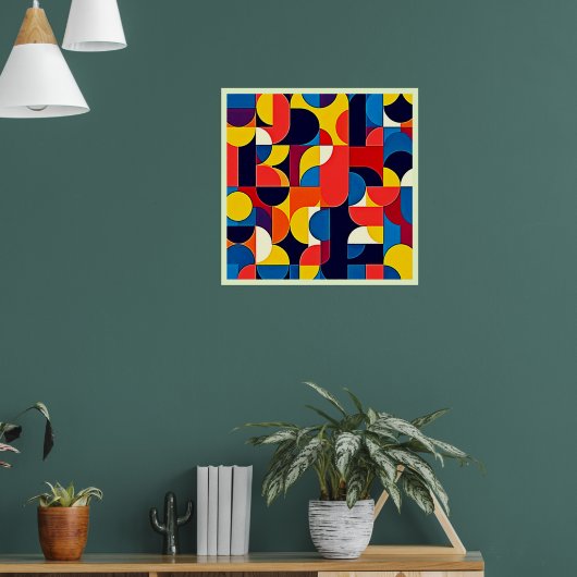 Poster Art de géométrie à blocs de couleurs rétro (Salon 1)