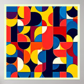 Poster Art de géométrie à blocs de couleurs rétro (Devant)