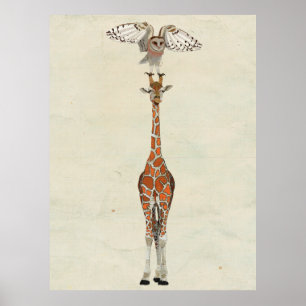 Poster Art de GIRAFE et de HIBOU