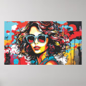 Poster Art de Graffiti Fille Rétro (Devant)